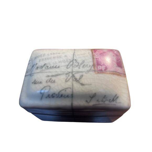 Vintage Inspired French Postcard Trinket Box - Picture 2 of 5